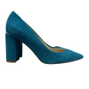 Marc Fisher Viviene Turquoise Suede Leather Pointed Toe Block Heels Women 6.5M